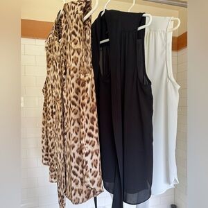 J. Crew Leopard Print Sleeveless Blouse with Black and White Tanks
